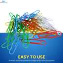 1InTheOffice Jumbo Paper Clip, Vinyl Coated Smooth Large Paper Clips "500 Pieces" (Assorted Brights)