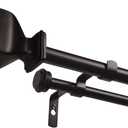 EXCLUSIVE HOME Napoleon Double Curtain Rod and Finial Set, Matte Bronze, 36"-72"