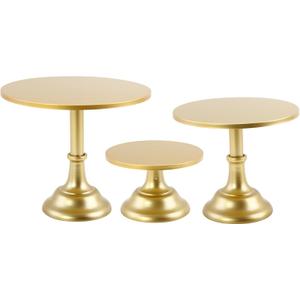 Set of 3 Gold Cake Stands Round Metal Dessert Display Cupcake Stand Serving Platter for Weedings Birthday Baby Showers Anniversary Parties