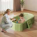 Toddler Bath Tub for Shower, Portable Baby Bathtub, Foldable Kids Bathtub Portable, Travel & Shower Ready, Easy to Clean, Sturdy & Thick, Fits Ages 1-3, Green