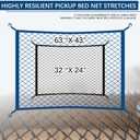 Elastic Cargo Net with Fixing Hooks D-Rings Luggage Cover for SUV Rear Trunk Bed Netting Cover Net Stretchable 32" x 24" Stretch to 63"x43"