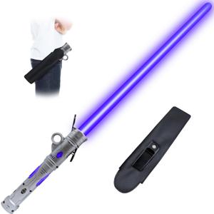 Gianby Light Sword Toy for Kids, Rechargeable Light Up Saber Set with Belt Clip for Galaxy War Fighter Warriors, Halloween Cosplay Party Kid Gift, Christmas Birthday Present (Silver)