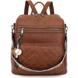 TANTOMI Backpack Purse for Women Large Leather Convertible Backpack Ladies Shoulder Bag Fashion Backpack Handbags for Travel and Work (Brown)