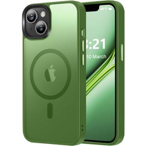 Magnetic for iPhone 13 Case/iPhone 14 Case, [Compatible with Magsafe & Military-Grade Protection] Slim Translucent Matte Phone Case for iPhone 13/14 6.1 inch,Midnight Green
