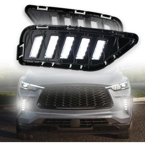 Upgrade LED Front Bumper Fog light DRL Amber Sequential Turn Signal Lamp Feature Kit for Infiniti QX60 2022 2023 2024 2025 Replacement Grille Trim Panel 62257-6SA0B,2pcs
