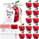 Briwooody 12 Sets Plastic Apple Container for Teacher, Large Apple Shaped Candy Jars with Greeting Cards Boxes Gifts, Welcome Party Box Treat Bulk Essentials (Thank You,Clear)