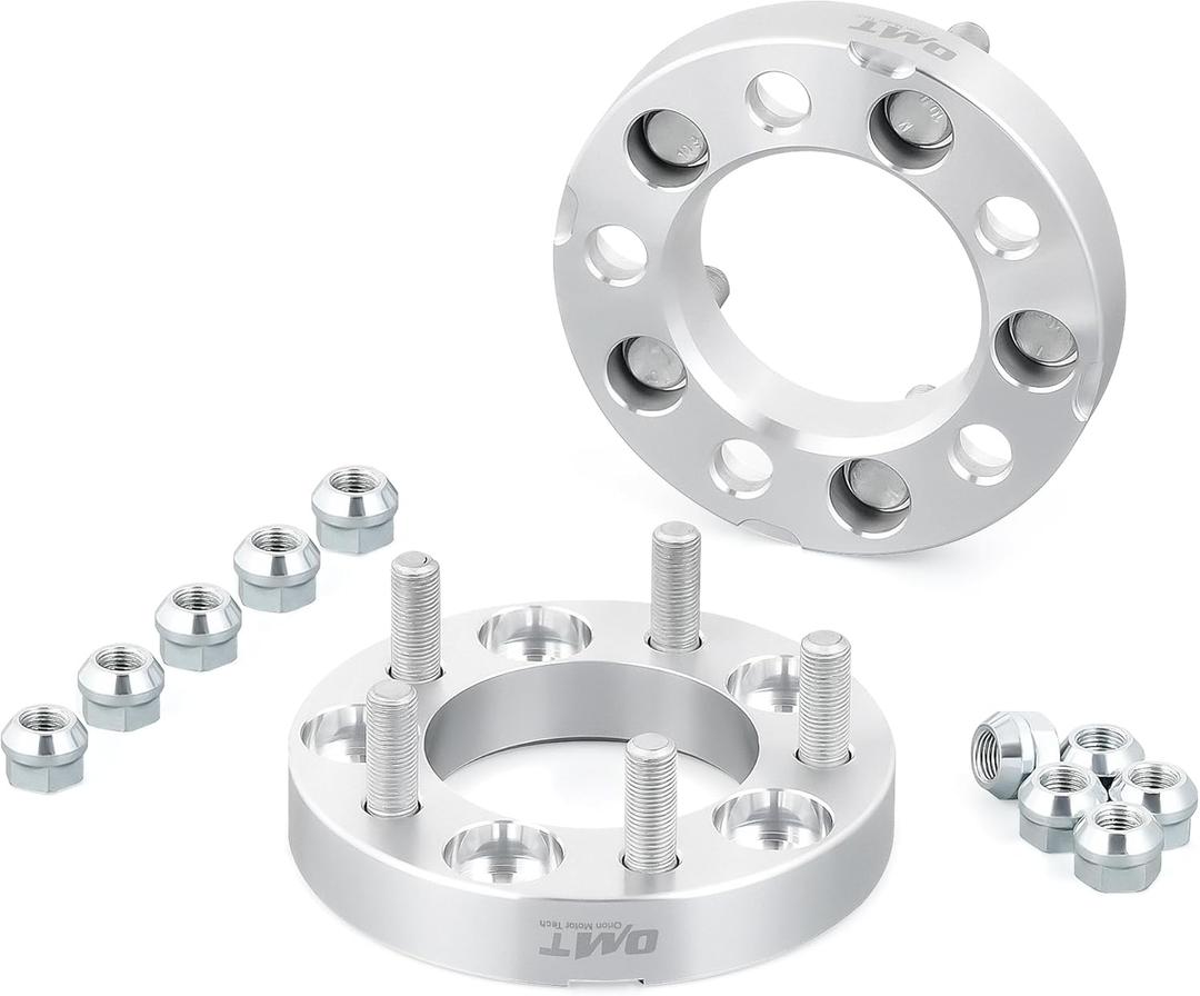Orion Motor Tech 5x4.5 Wheel Spacers, 1 Inch Spacers with 1/2-20 Studs Compatible with Jeep Wrangler TJ YJ Grand Cherokee Ford Explorer Mustang Ranger, 82.5mm Center Bore Wheel Spacer Kit Set of 2 (silver)