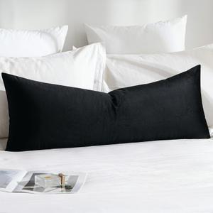 MIULEE Velvet Pillow Cover Soft Luxury Decorative Throw Pillow Cover Single Rectangle Cushion Case for Couch Sofa Bedroom Car Decor,14x36 Inch Black