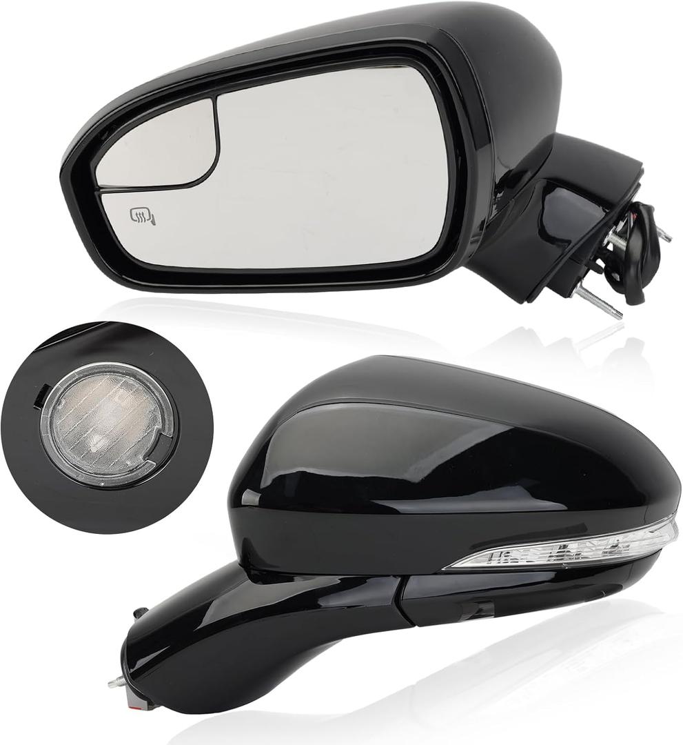 Left Driver Side Mirror for 2013 2014 2015 2016 Ford Fusion Sedan S SE SE Hybrid,Power Mirror with Heated,In-housing Signal Light,Puddle Lights,Manual Folding,Ford Fusion Mirror  Passenger Side, Black
