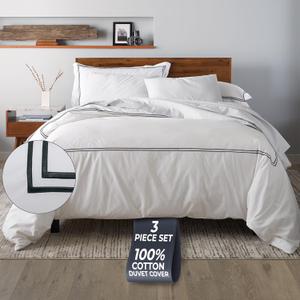 Ella Jayne Duvet Cover King (3 Pieces), 100% Cotton Percale, King/Cali King, Soft Breathable & Lightweight Including King Duvet Cover (1 Piece) 106 x 90 Inches with 2 Pillow Shams (Black Design)