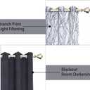 BONZER Mix and Match Curtains - 2 Pieces Branch Print Sheer Curtains and 2 Pieces Blackout Curtains for Bedroom Living Room Grommet Window Drapes, 37x84 Inch/Panel, Grey Dark, Set of 4 Panels
