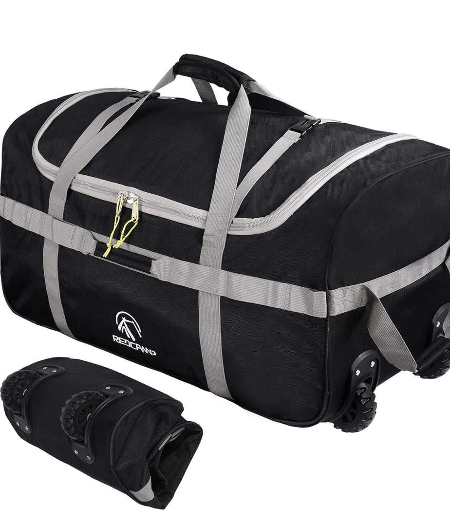 REDCAMP 85L/120L/140L Foldable Duffle Bag with Wheels, Large Travel Duffel Bag