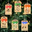 Capoda 6 Pack Wooden Christmas Card Holders, Hanging Money Holder Ornaments for Tree, Stocking Stuffers & Party Favors, Fits Standard Gift Cards, Festive Holiday Decor