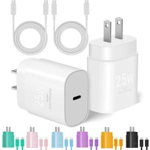 Type C Charger Fast Charging, 2Pack [10FT&6FT] Long USB C Cable with 25W Phone Super Fast Charger Block Compatible with Galaxy S25/S24/Plus/Ultra,iPhone 15/16/17/Air/Plus/Pro Max (White)