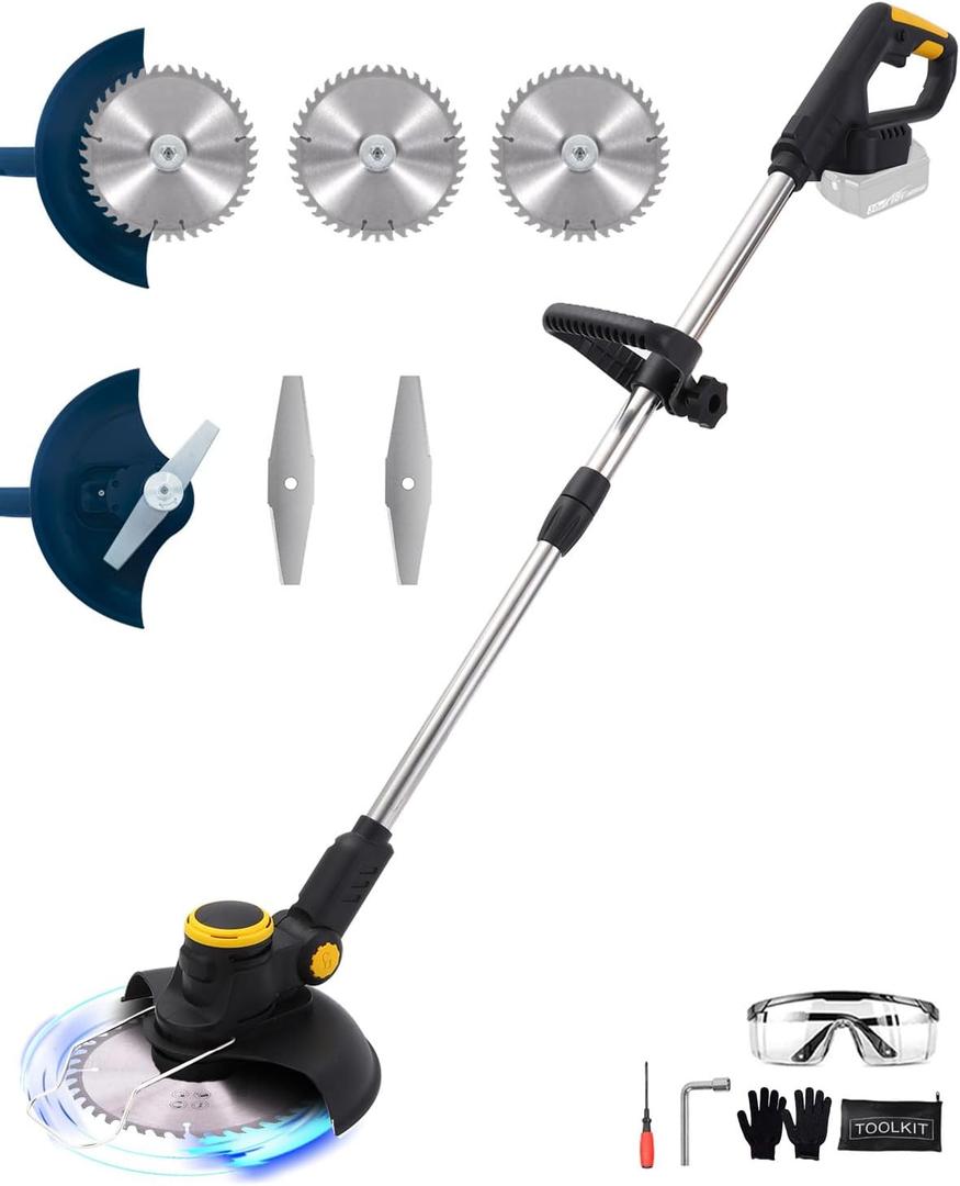 Cordless Weed Wacker Compatible with Makita 18V Battery, Electric Weed Cordless Eater, Stringless Brush Cutter, Lightweight Grass Trimmer with 2 Types of Blades for Yard Garden (Tool Only) (Black)
