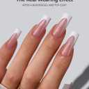 BTArtboxnails XCOATTIPS French Tip Press On Nails - Pink Glitter Base Long Square Press On Nails, 90 Pcs Salon Quality Soak Off Soft Gel Nail Tips Extension in 15 Sizes