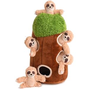 Interactive Squeaky Dog Toys Plush Sloth Dog Toy, Stuffing Woodland Friends Burrow, Squeaky Plush Dog Toy for Small Medium Large Dogs (Large)