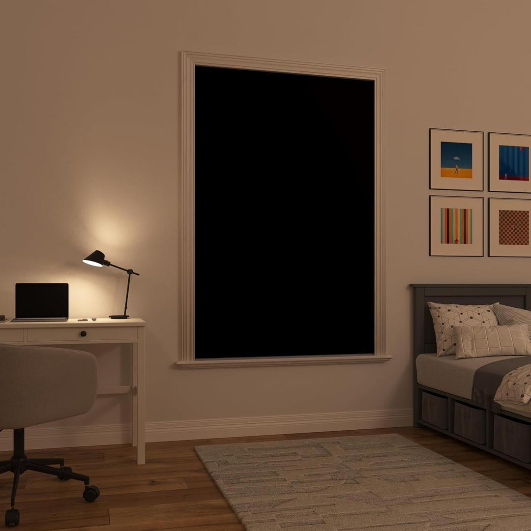 Sun Zero Lights Out Portable Travel 100% Blackout Suction-Cup-Curtain Panel, 50" x 78", Black