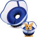 Soft Dog Cone Collar, Inflatable Donut Cones Alternative After Surgery with No-Lick Shield for Large/Medium/Small Dogs to Stop Licking, Elizabethan Neck Ecollars of Shame Comfy Pillow Recovery Blue, Size: M(neck: 8''-11'')