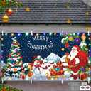 Mixweer 16 x 6.4 ft Christmas Garage Door Banner Cover with LED String Light Christmas Banner Happy Christmas Backdrop Garage Door Decor 8 Screws and 8 Glue Plugs for Home Porch Yard Holiday Party