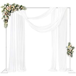 Fomcet 8FT x 8FT Backdrop Stand Heavy Duty with Base, White Portable Adjustable Pipe and Drape Backdrop Stand Kit, Square Metal Arch Party Frame for Wedding Birthday Parties Banquet Decorations