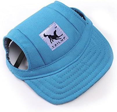 Leconpet Baseball Caps Hats with Neck Strap Adjustable Comfortable Ear Holes for Small Medium and Large Dogs in Outdoor Sun Protection (L, Blue)