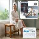 AquaTeak Patented 18" Sumba Teak Shower Bench - Shower Stool with Storage Shelf for Bathroom - Durable Water Resistant Shower Chair - Shaving Foot Rest - Indoor & Outdoor Use