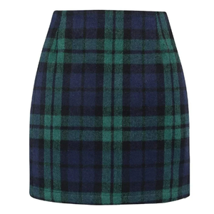 Womens High Waist Plaid Skirt Bodycon Pencil Wool Mini Skirts M