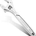 WORKPRO Adjustable Wrench, 8-inch Heavy Duty Spanner with Inch/Metric Scale, Premium Cr-V Steel, Chrome Plated (Silver)