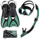 Seavenger Hanalei Anti-Fog 4-Piece Snorkeling Set (Large, Seafoam Green)