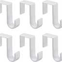 1st Choice Over The Door Hooks 6 Pack, Reversible Sturdy Hooks Fits 1 3/8' and 1 3/4' Door Widths, Plastic Hook Hanger for Hanging Clothes, Towels, White