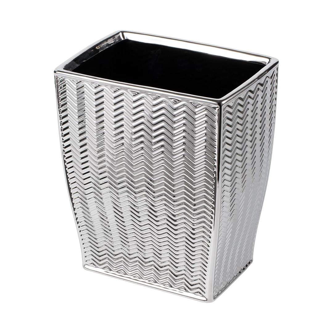 Silver Bathroom Trash Can, Stylish 1.32 Gallon/5 Liter Waste Basket for Living Decor, Bathroom, Office,Party,Room,Kitchen