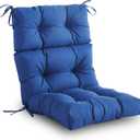 Outdoor/Indoor High Back Chair Cushion, Waterproof All-Weather Stuffed High Rebound Foam Adirondack Chair, Navy Blue, 45" x 22" x 4"