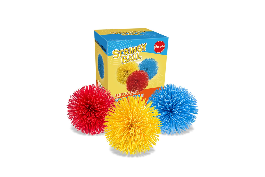 Banvih 3 Packs 4 Inch Large Stringy Balls - Christmas Stocking Stuffers & Party Favors for Kids Teens Adults - Silicone Stretchy Sensory Fidget Toys
