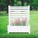 No-Dig Air Conditioner Fence 36" W X 45" H White Vinyl Privacy Fence with Planter Box for Trash Can Pool Equipment (1 Panel)