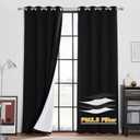 RYB HOME Dust & Odor Isolated Curtains for Living Room, Anti Dust Full Light & UW Ray Block Thermal Insulated Window Panels for Sliding Glass Door Laundry Room Furance, Black, W52 x L95 inch, 2 Pieces