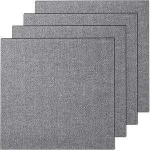 VEVOR 24 x 24 Peel and Stick Carpet Tiles Squares with Self Adhesive & Soft Padded for Indoor Outdoor Kitchen Living Room Bedrooms - Pack of 9/36 sq ft/Light Gray
