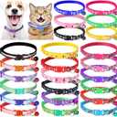 Yunsailing 24 Pcs Cat Collars with Bells for Litter Cat Puppy Soft Nylon Whelping Adjustable Reflective Kitten Collars for Newborn Pets Dogs Kitten, Assorted Colors