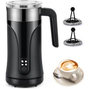 Milk Frother, 4-in-1 Multifunction Electric Milk Steamer with Two Whisks, Automatic Warm and Cold Foam Maker and Milk Warmer for Latte, Cappuccinos, Macchiato