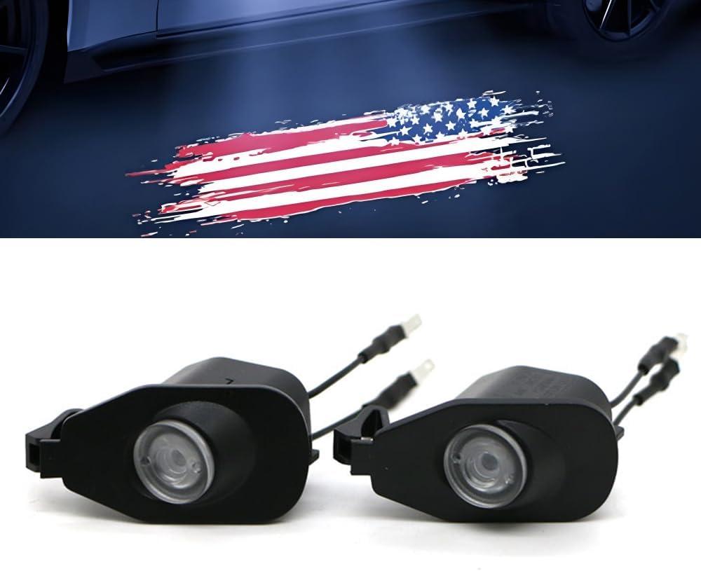 2Pcs Side View Mirror Logo Welcome Light Puddle Lamp Assembly Compatible With Mustang 2013-2024 LED High-Definition and Never Fading Replacement Mustang Light (black)