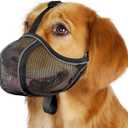 Mayerzon Dog Muzzle to Prevent Biting Scavenging Chewing, Soft Mesh Puppy Muzzles for Small Medium Sized Dogs, Breathable Reflective Adjustable Mouth Guard for Grooming Walking Training (Black, L) (Snout Cir 10.75"-12")