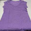 SOUWINEMYI Womens Cap Sleeve T Shirts V Neck Casual Tops Oversized TShirt Summer Trendy Lightweight Loose Fit Basic Tees (Purple,S)