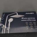 Ryamen 8" Dual Shower Head Combo, High Pressure Rainfall Shower Head with Handheld, 6 Spray Settings Angle Adjustable Handheld Shower Head with Pause, Height Adjustable, Chrome Silver