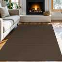 KOZYFLY Boho Rugs for Entryway Rugs 4x6 ft Washable Area Rugs Rubber Backed Living Room Rugs Black Braided Woven Cotton Indoor Outdoor Floor Carpet for Dining Room Living Room Bedroom (4' x 6' (Rectangular), Brown/Dark Brown)