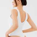REORIA Butsmooth Womens Sexy Deep V Neck Backless Sleeveless Double Lined Thong Bodysuits for Going Out