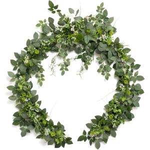 Ling's Moment Flower Garland - 6FT Eucalyptus & Greenery - Sweetheart Table Decor for Wedding Reception, Artificial Floral Garland for Mantle, Spring Garden Ceremony, Christmas Decoration, Green