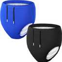 Glitopper 2 Pcs Youth Special Needs Reusable Diapers Swim Diaper Waterproof Incontinence Underwear for Swimming, Unisex(Black, Navy Blue, 5-8 Years)