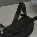 Spacious Nylon Crossbody Bag Bum Bag Handbags Wallets Purses Trendy Shoulder Bag for Women (Black)