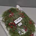 Winlyn 4 Pcs Artificial Cedar and Berry Candle Rings Christmas Candle Holder Wreath Rings Mini Wreaths Ornaments 13.4" Wide for Tabletop Decoration Winter Wedding Christmas Holiday Season