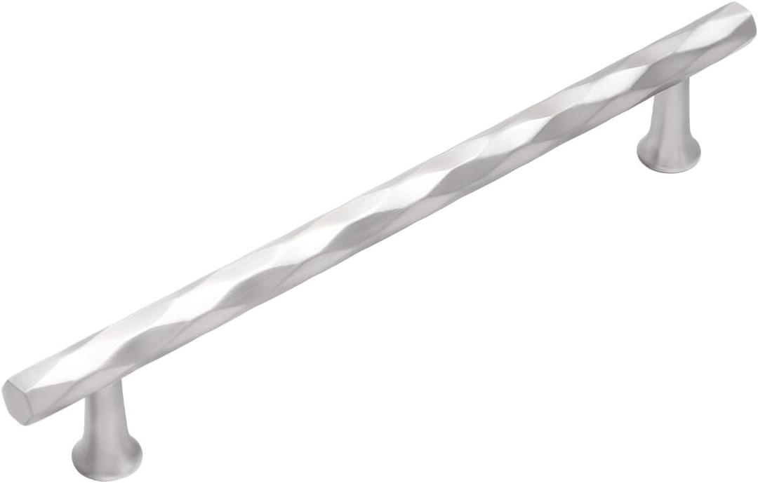 Brushed Nickel Cabinet Pulls 7.56" Hole Center 10 Pack Hammered Silver Cabinet Handles Decorative Kitchen Drawer Dresser Cupboard Bathroom Vanity Cabinet Hardware Rhombus